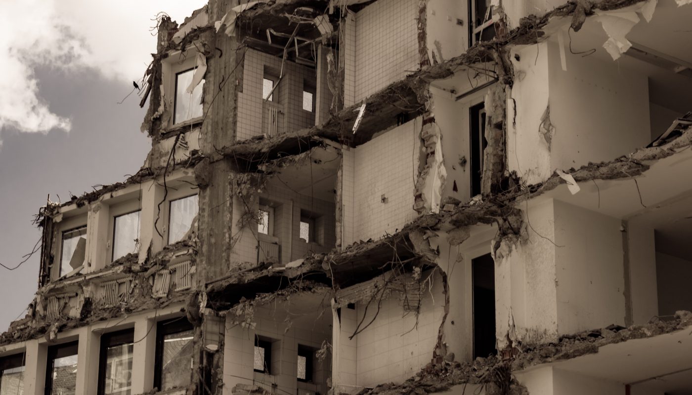 Ruinen einer Stadt im Krieg