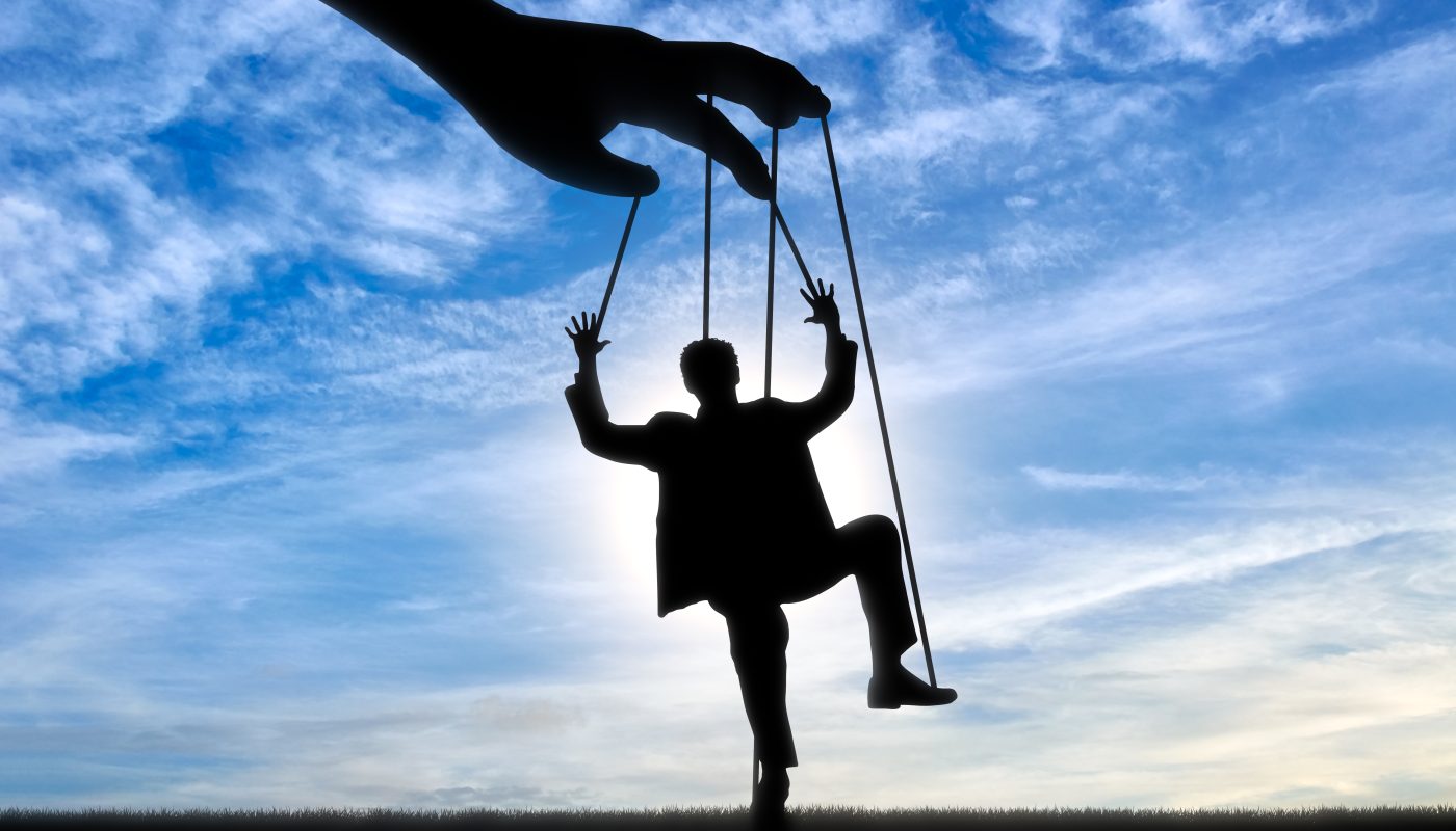 Von einer Hand geführte Marionette